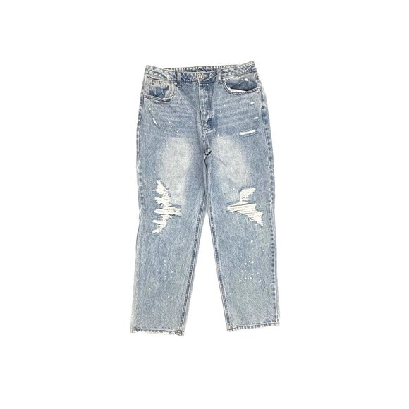No Boundaries Button fly Distressed Boyfriend Women's size 15 Blue Denim Jeans - Picture 1 of 4